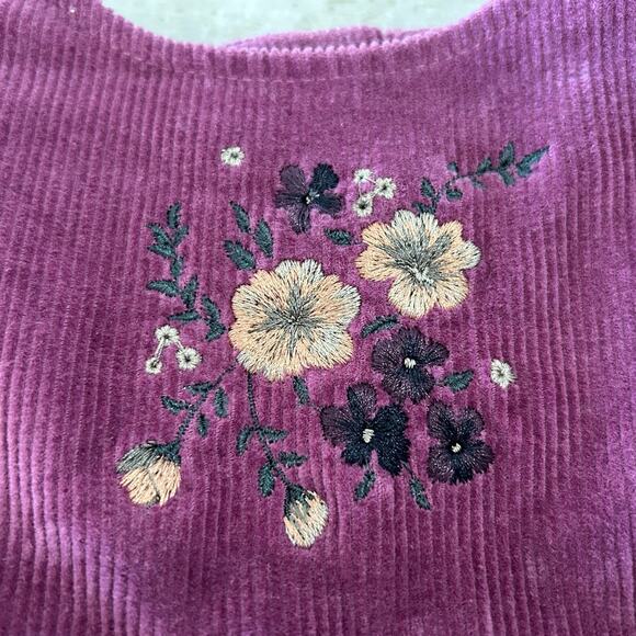 Jamie Kay Corduroy Embroidered Flowers Dress, Purple, Toddler Girl 2T - Picture 3 of 8